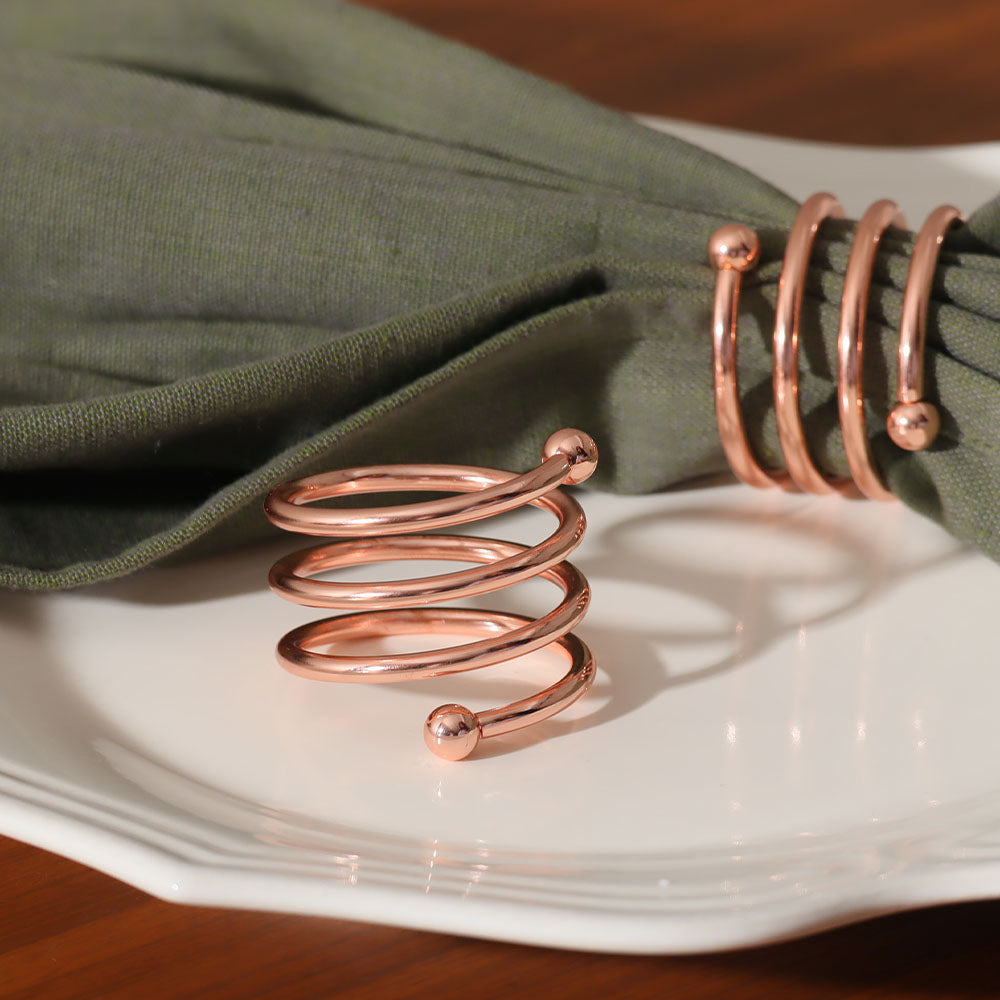 Swirl Metal Napkin Rings, Set of 6 - Copper