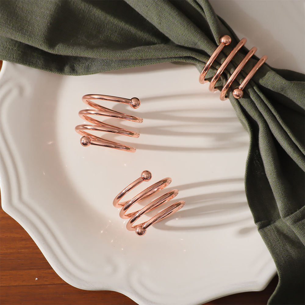 Swirl Metal Napkin Rings, Set of 6 - Copper