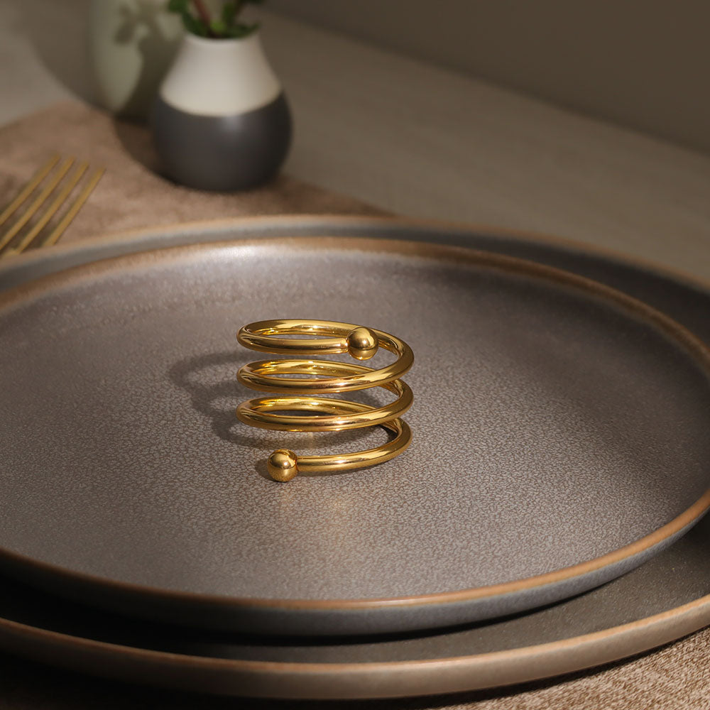 Swirl Metal Napkin Rings, Set of 6 - Gold