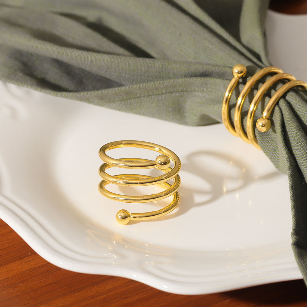 Swirl Metal Napkin Rings, Set of 6 - Gold