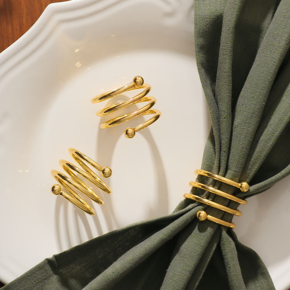 Swirl Metal Napkin Rings, Set of 6 - Gold