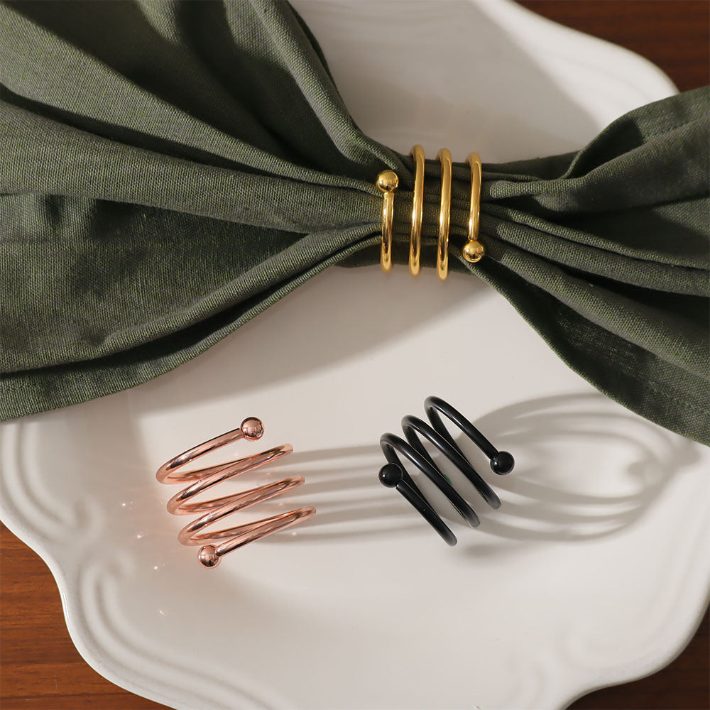 Swirl Metal Napkin Rings, Set of 6 - Gold