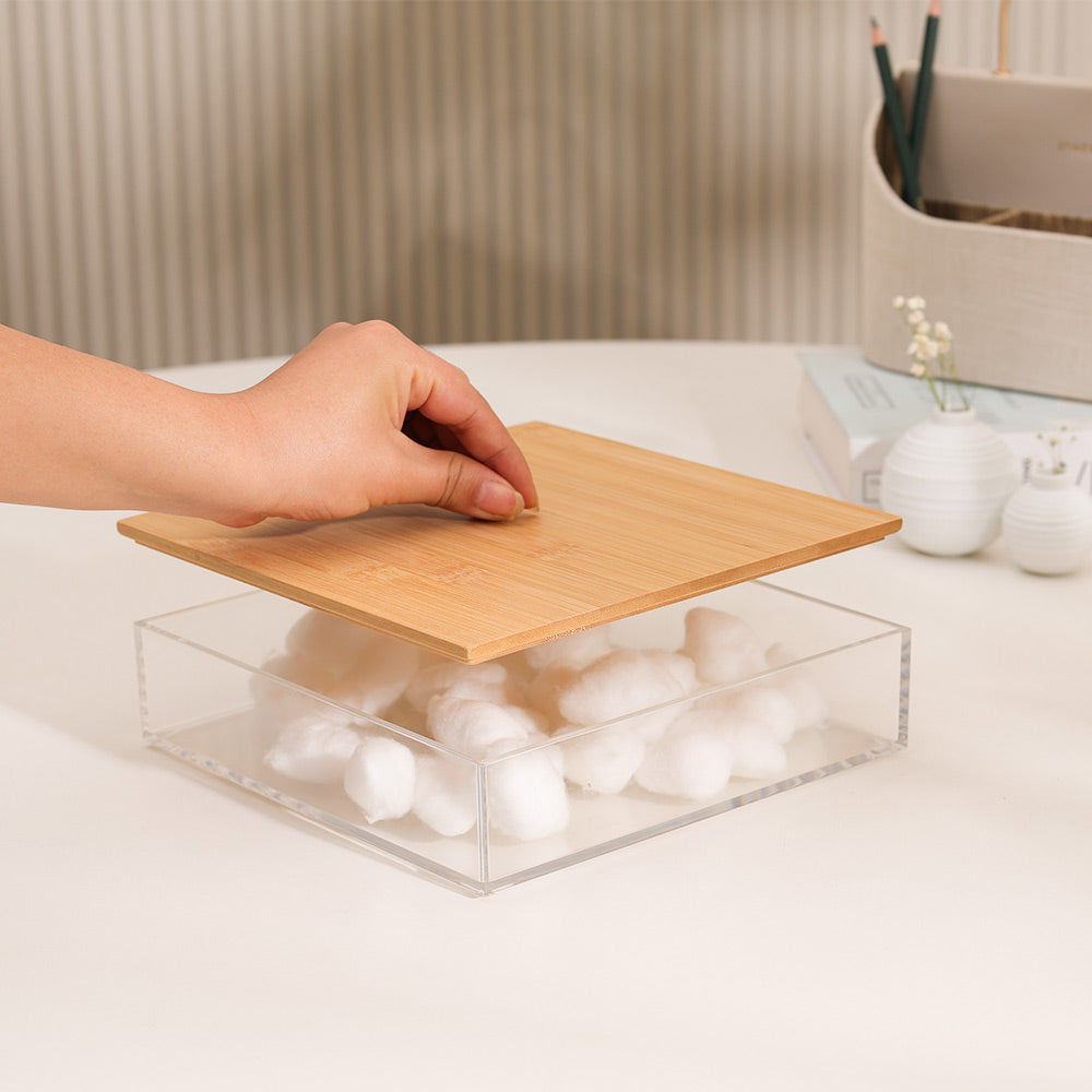 Tabz Square Storage Jar With Bamboo Lid - Large