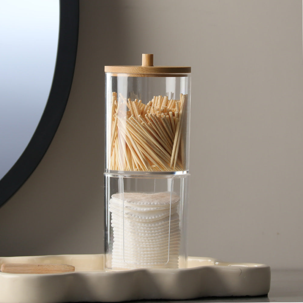 Tabz Duo Round Storage Jar with Bamboo Lid - Small