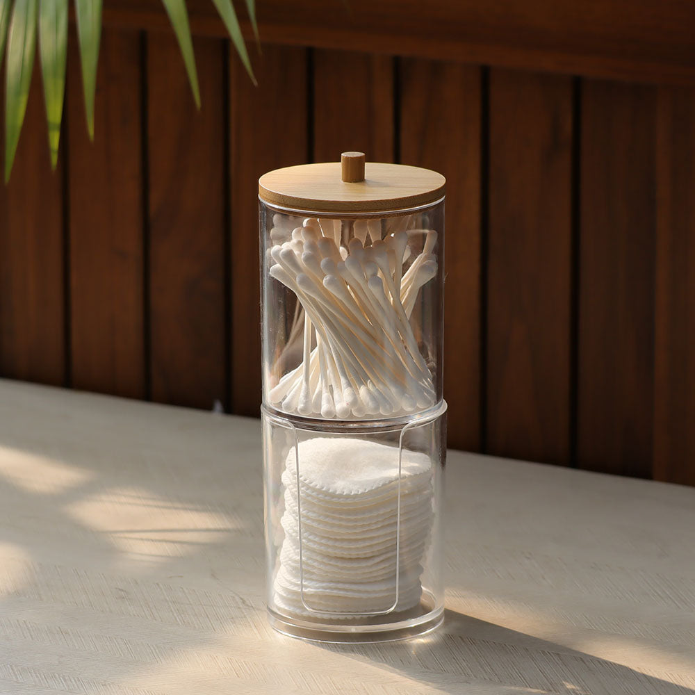 Tabz Duo Round Storage Jar with Bamboo Lid - Small