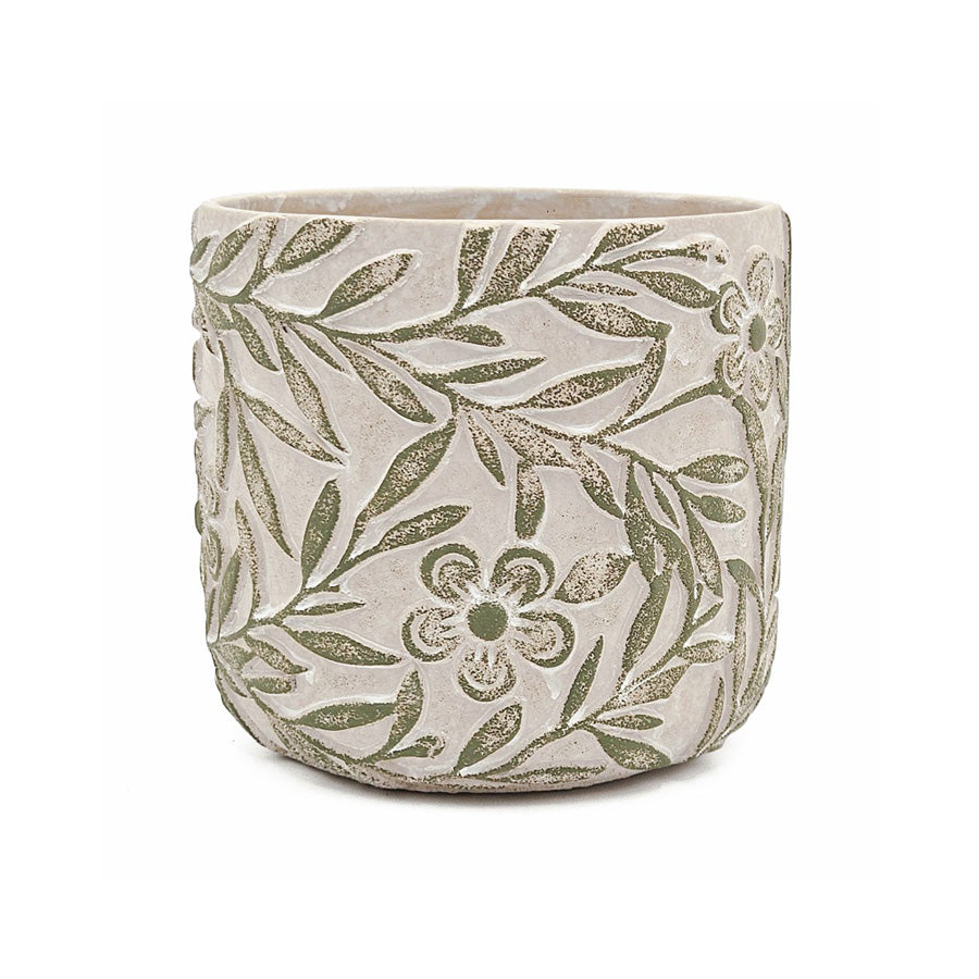 Tao Concrete Planters, Set of 2 - Green Pansy