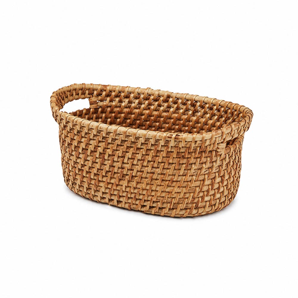 Tara Rattan Oval Multi-compartment Basket - Natural
