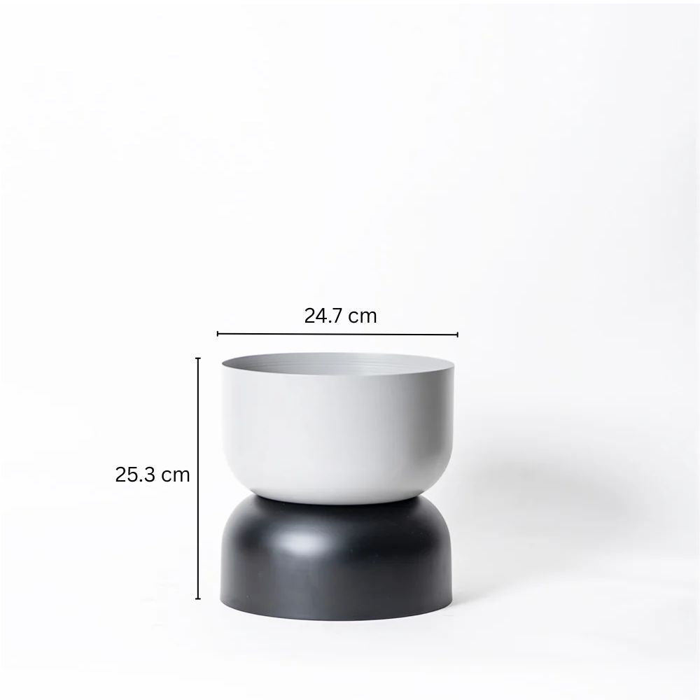 Taro Dual-Toned Planter - Grey and Black