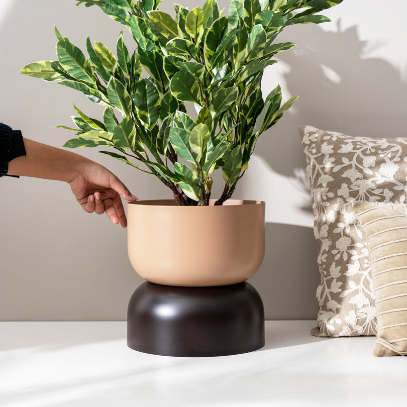 raw earth plant stand pot ESQ Living Taro Dual-Toned Planter