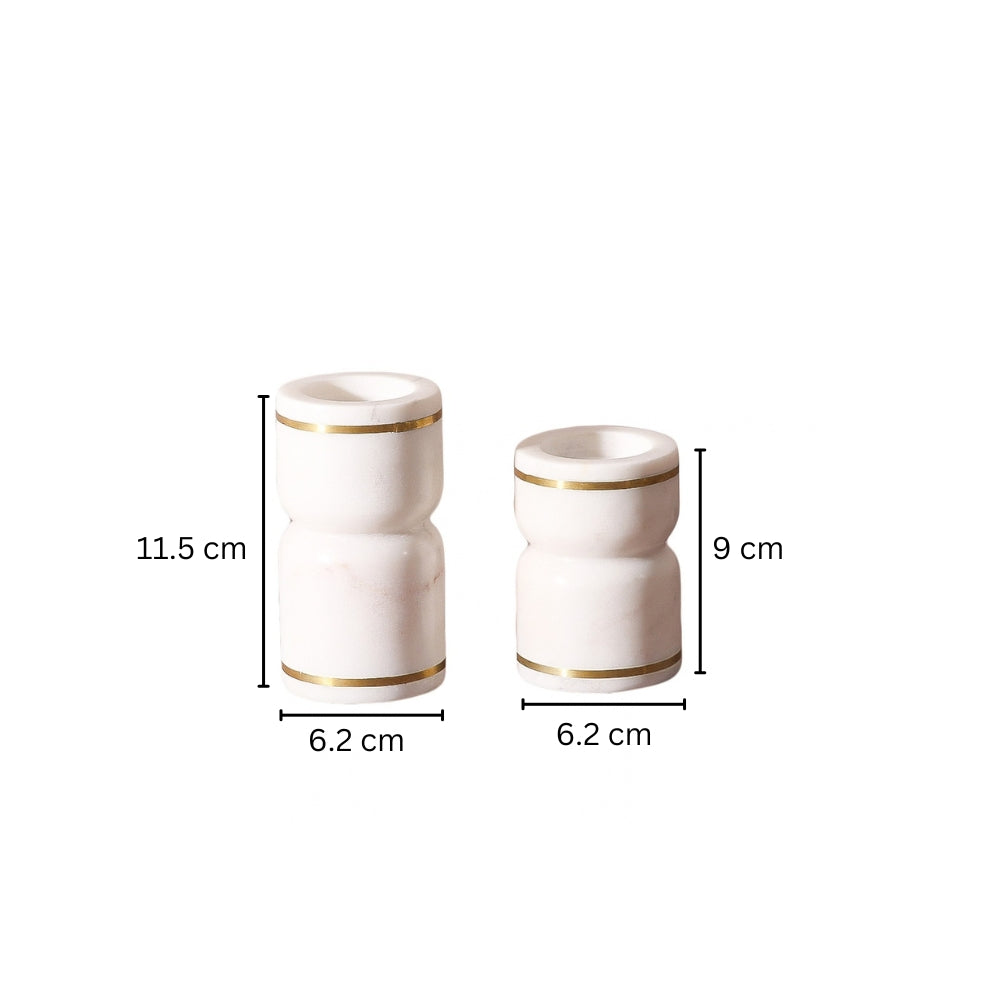 Tarsie Marble Tealight Holders, Set of 2 - White Gold