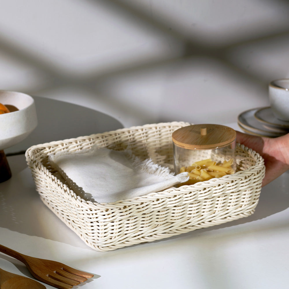 Tate Rectangular Basket Large - Ivory