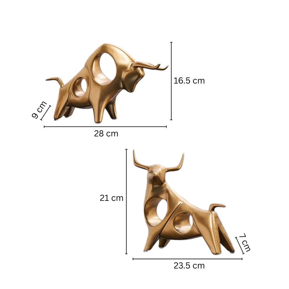 Taurus Decorative Sculptures, Set of 2 - Gold