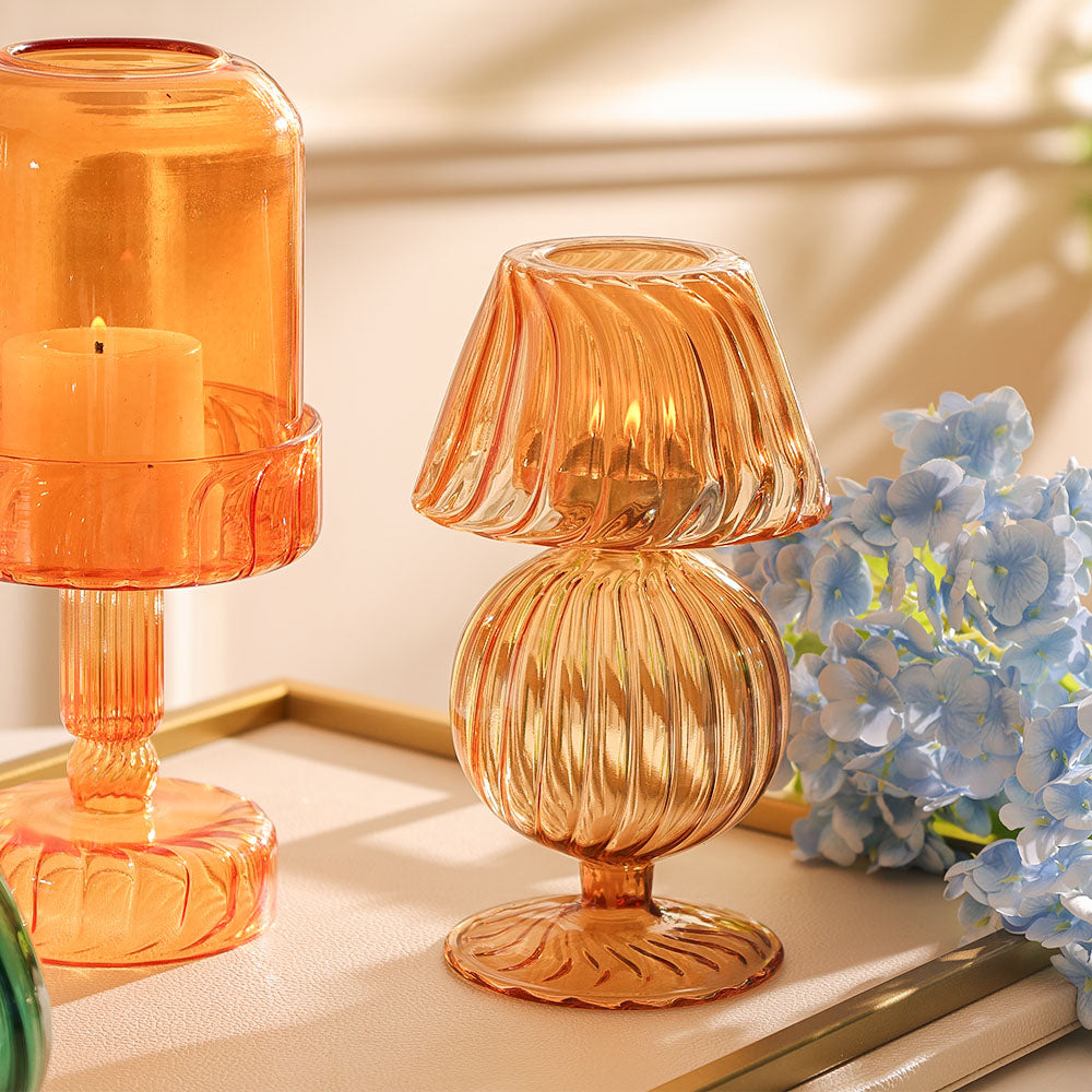 Tavira Glass Tealight Holder Lamp - Ginger