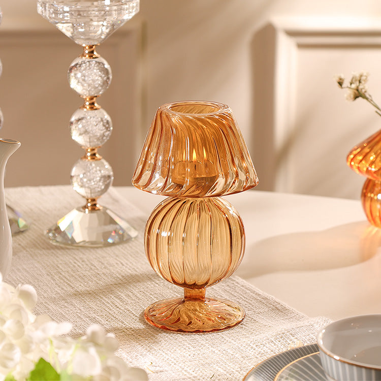 Tavira Glass Tealight Holder Lamp - Ginger