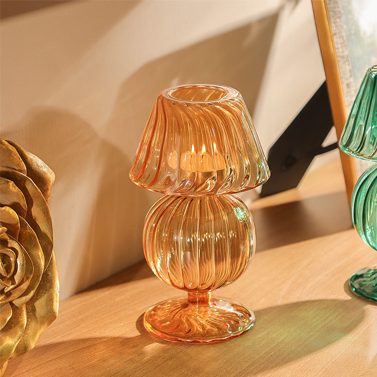 Tavira Glass Tealight Holder Lamp - Ginger