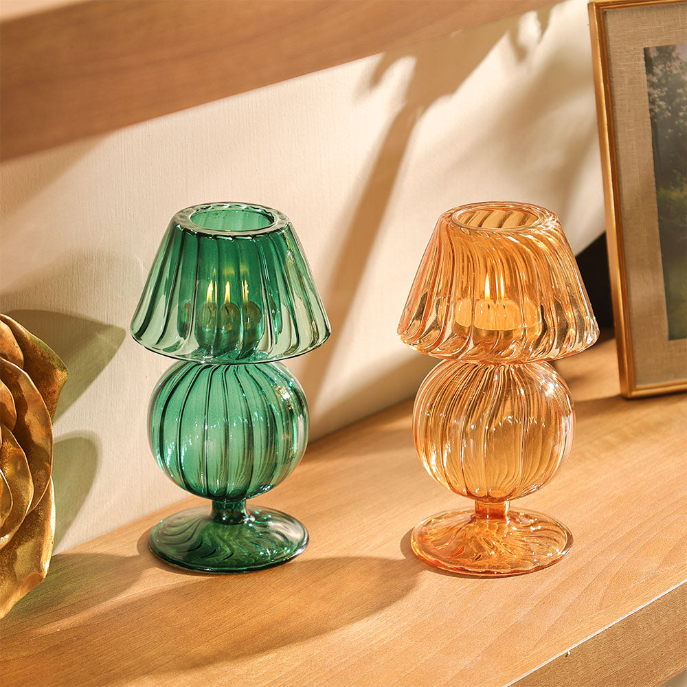 Tavira Glass Tealight Holder Lamp - Ginger