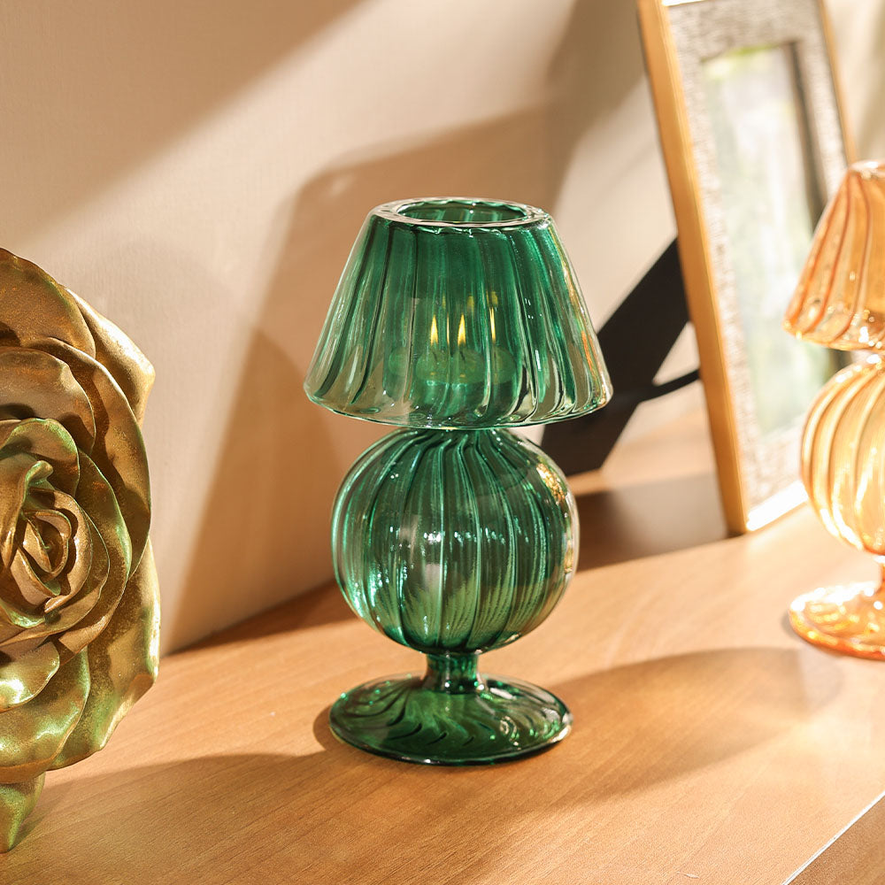 Tavira Glass Tealight Holder Lamp - Teal
