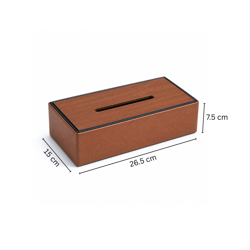 Tavo Tissue Box Holder - Tan Wood