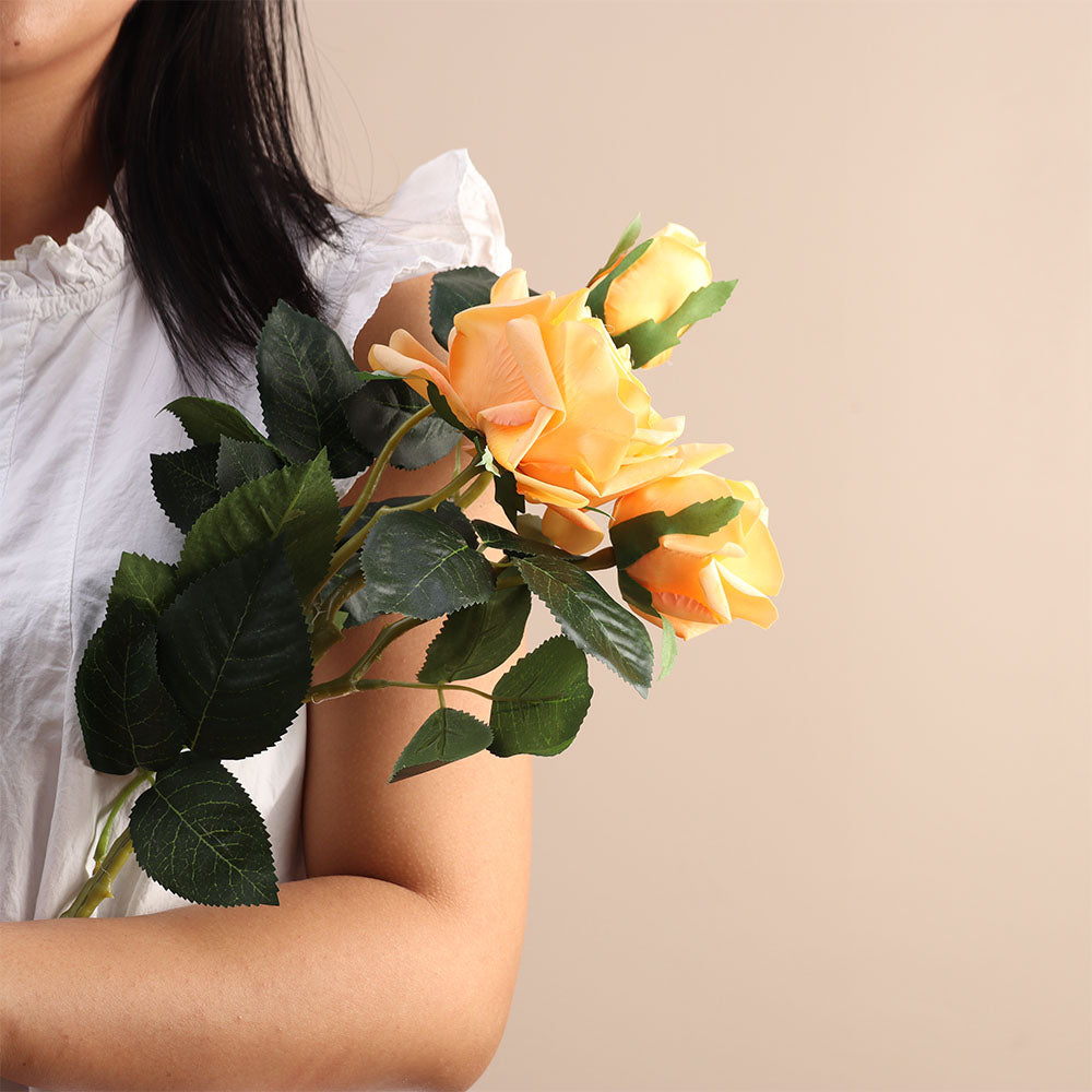 Tea Rose Faux Stem - Sunrise Yellow