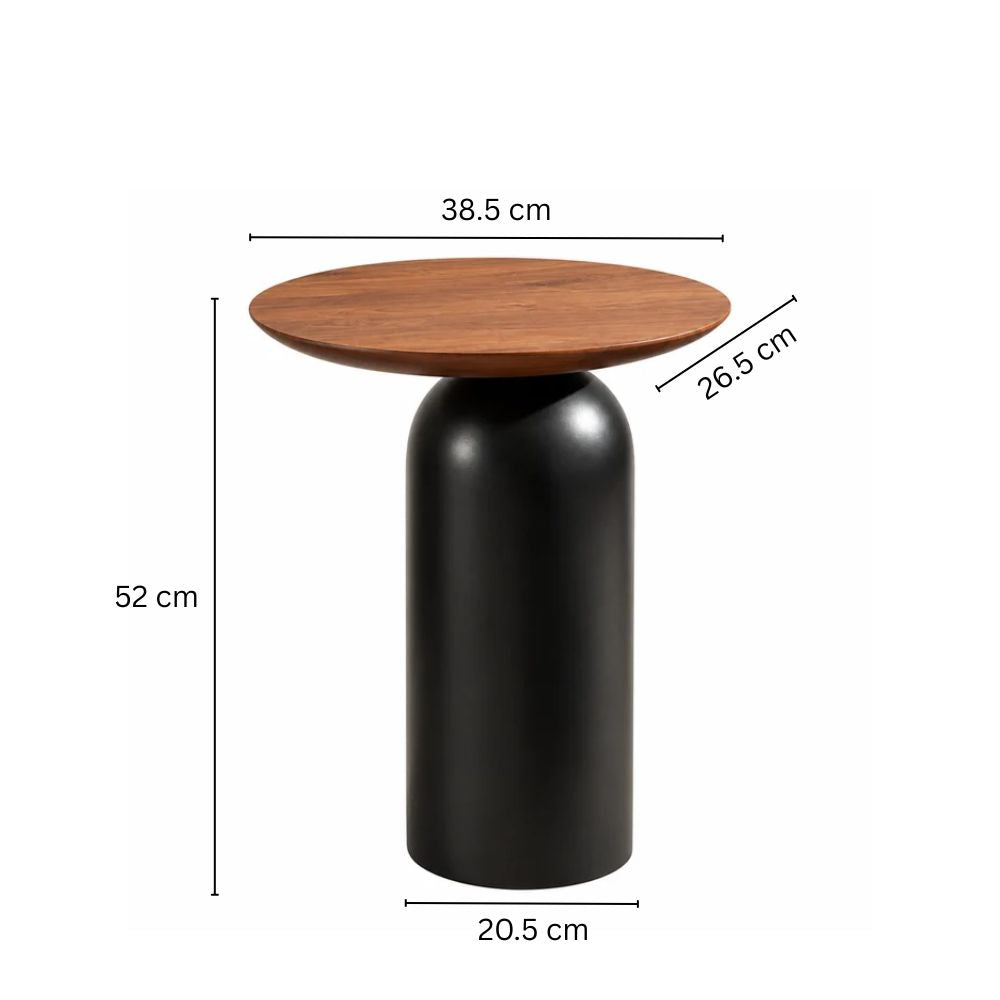 Teloni Wooden Oval Side Table - Natural Black