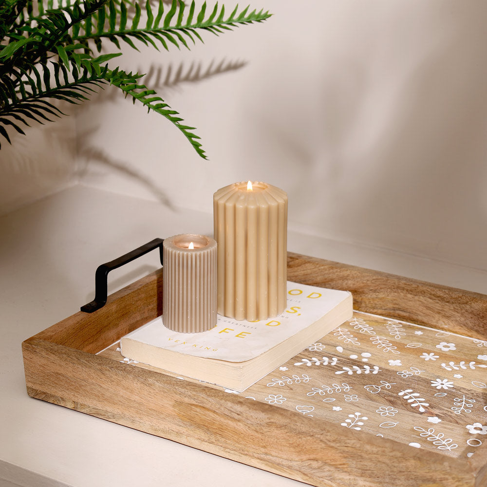 Meadow Carved Serving Tray Large - Natural White