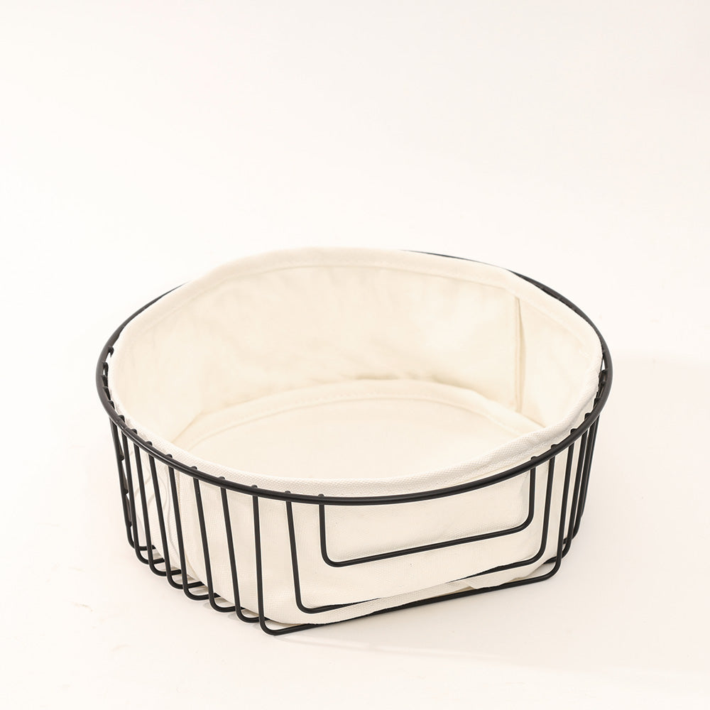 Terri Round Bread Basket with Lining Medium - Black