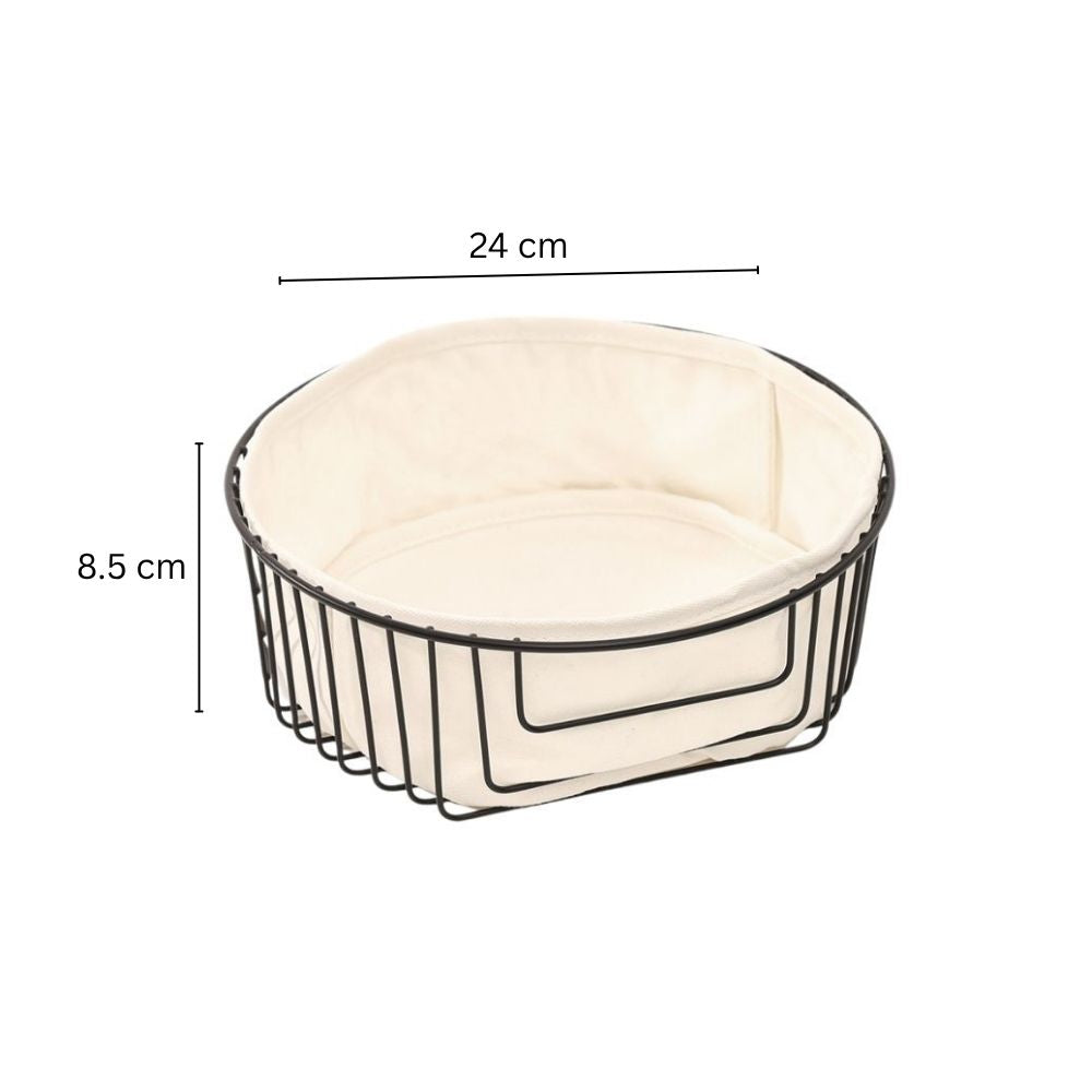Terri Round Bread Basket with Lining Medium - Black