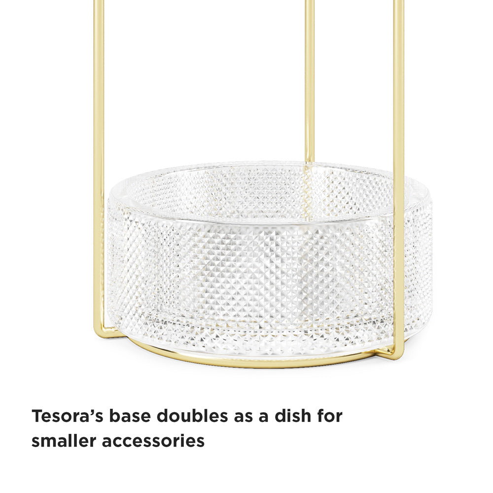 Tesora Jewellery Stand with Glass Bowl - Brass
