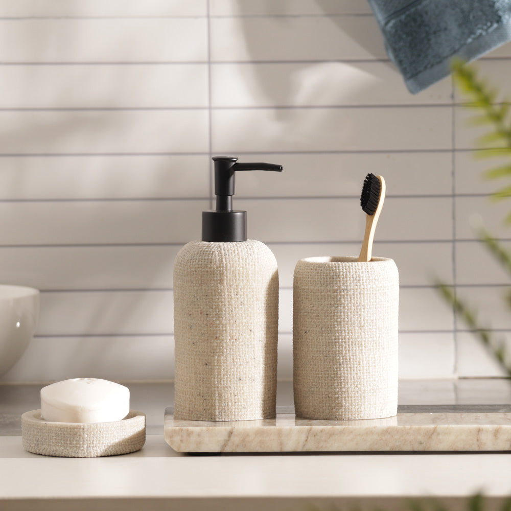 Textured 3-piece Bathroom Set - Beige