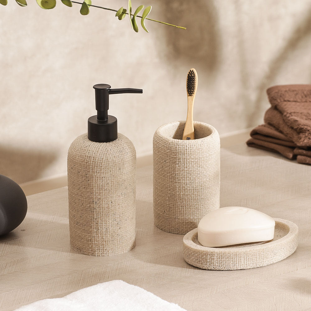 Textured 3-piece Bathroom Set - Beige