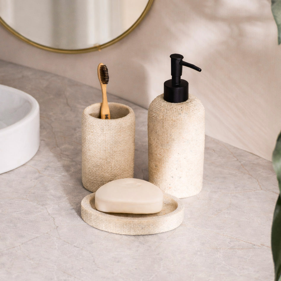 Textured 3-piece Bathroom Set - Beige