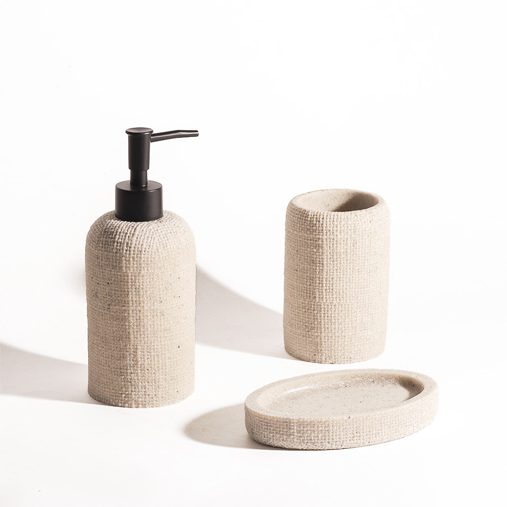 Textured 3-piece Bathroom Set - Beige