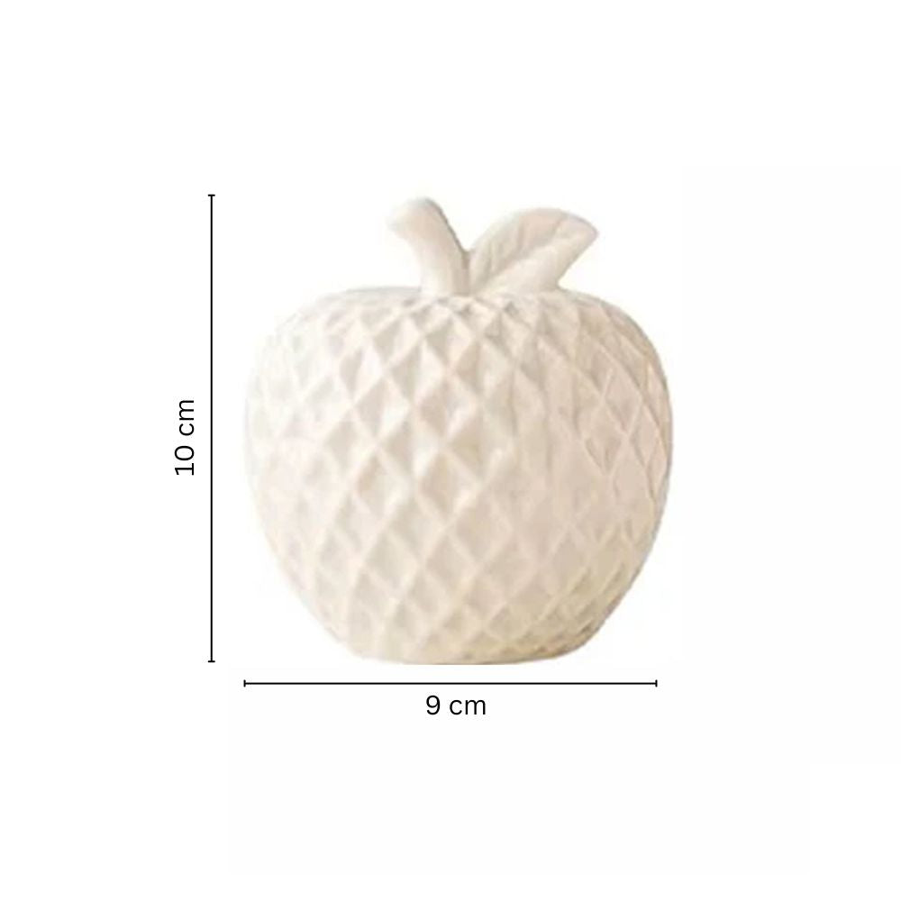 Textured Apple Decorative Sculpture - White