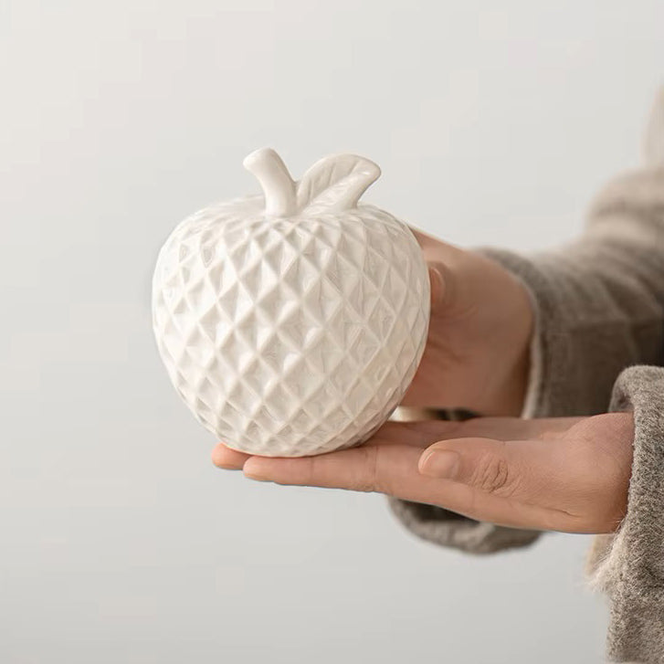 Textured Apple Decorative Sculpture - White