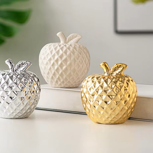 Textured Apple Decorative Sculpture - White