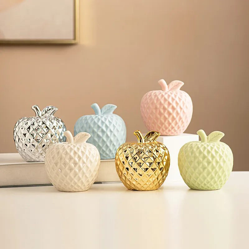 Textured Apple Decorative Sculpture - White