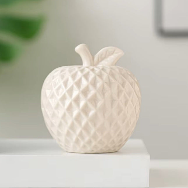 Textured Apple Decorative Sculpture - White