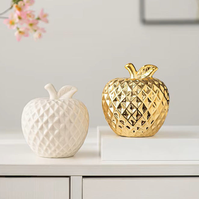 Textured Apple Decorative Sculpture - White