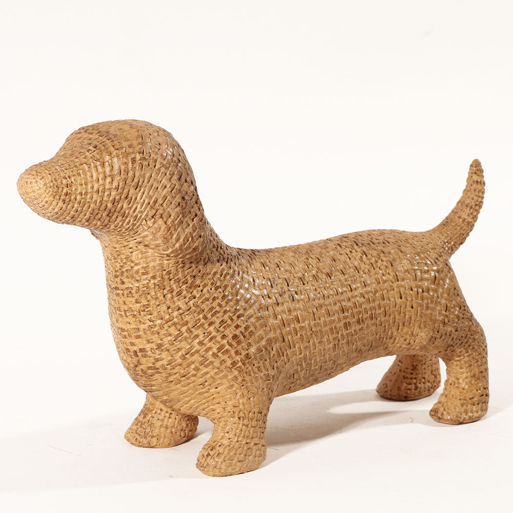 Textured Dachshund Sculpture - Pale Gold