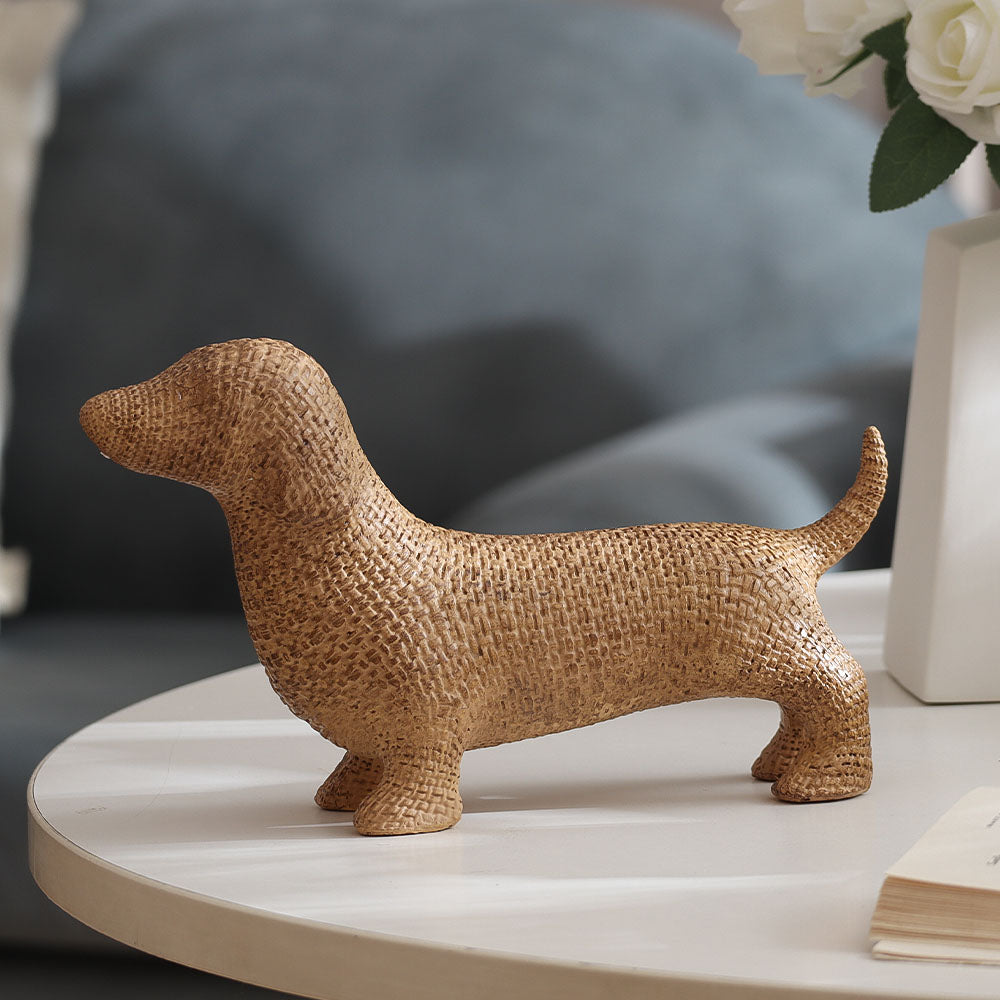 Textured Dachshund Sculpture - Pale Gold