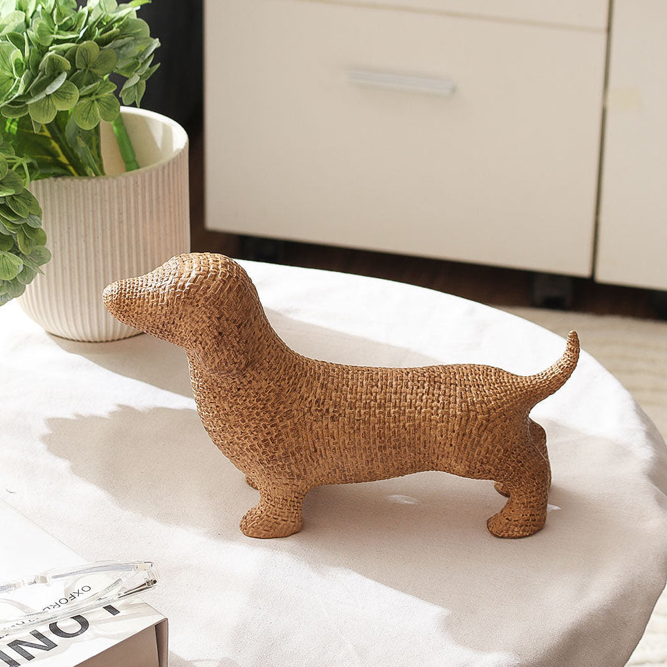Textured Dachshund Sculpture - Pale Gold