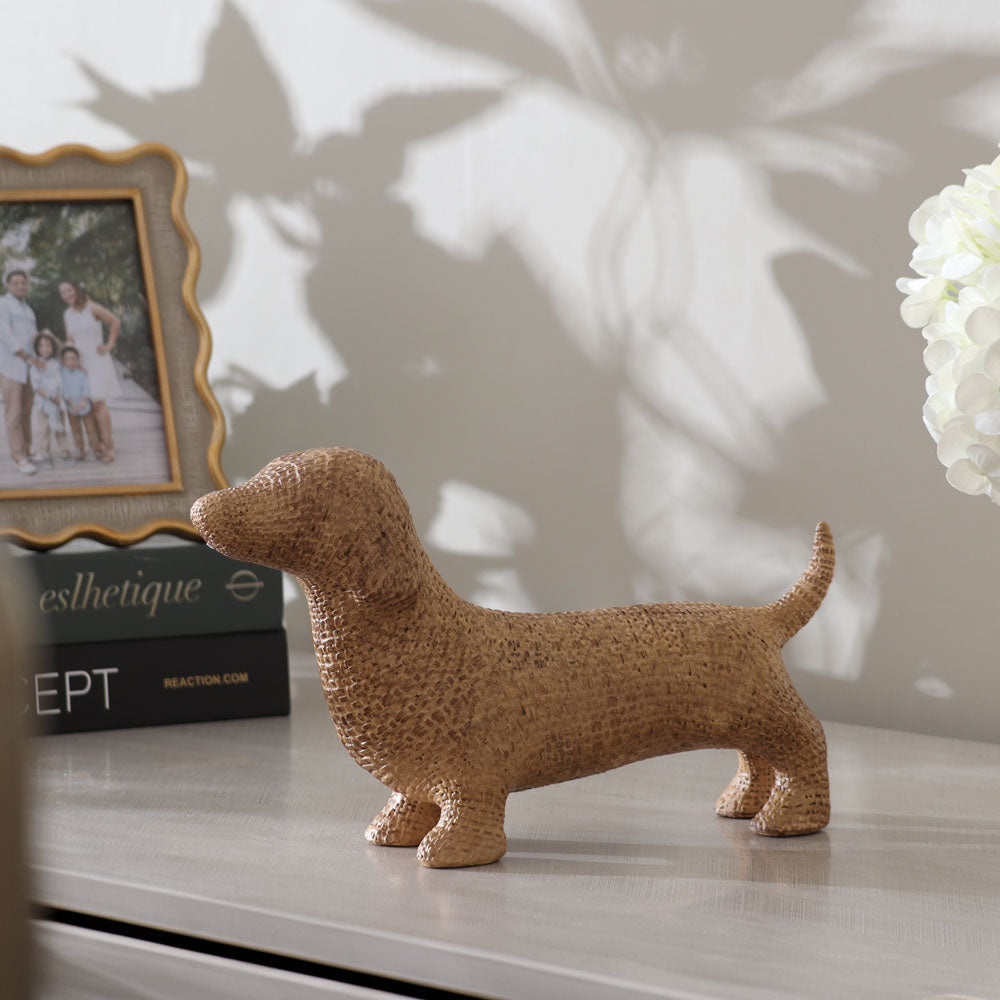 Textured Dachshund Sculpture - Pale Gold