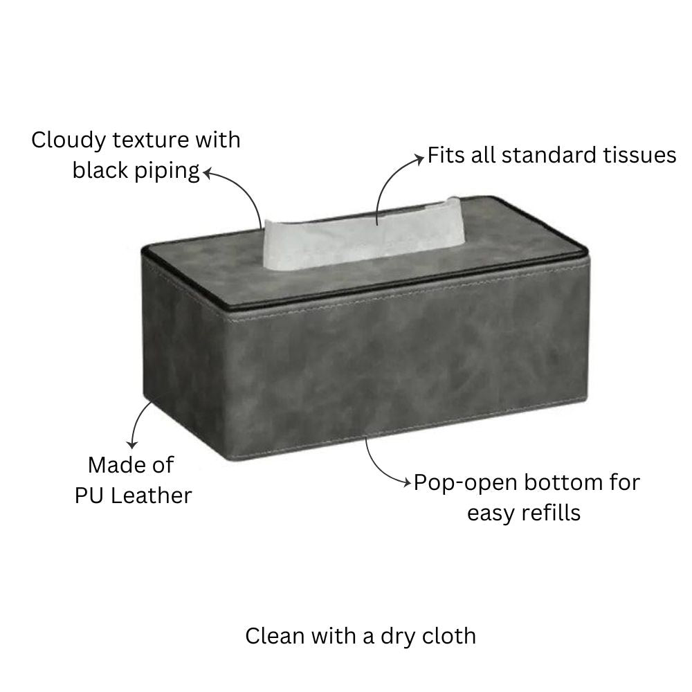 Textured Tissue Box Holder - Grey