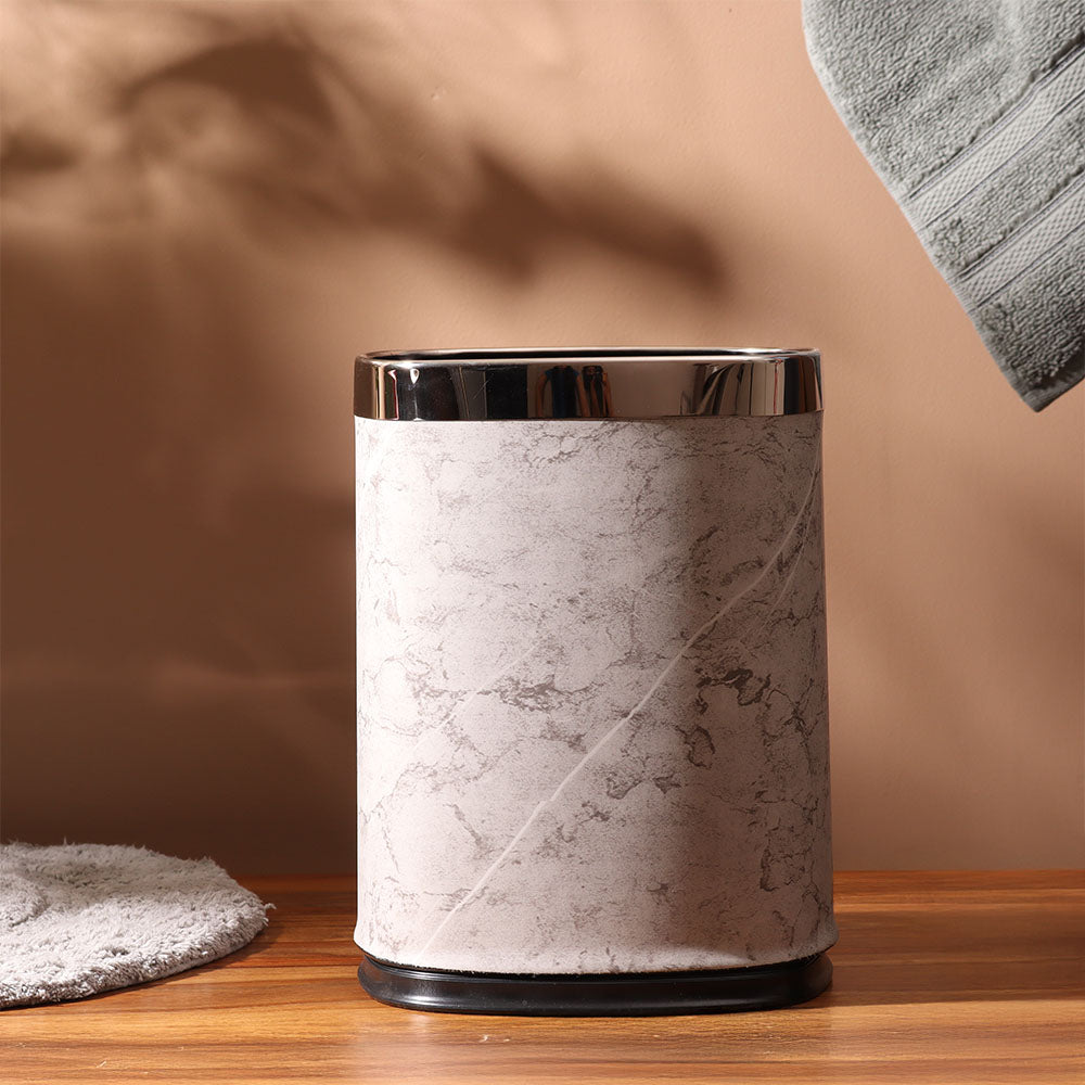 Textured Sqround Waste Bin - Grey & Silver
