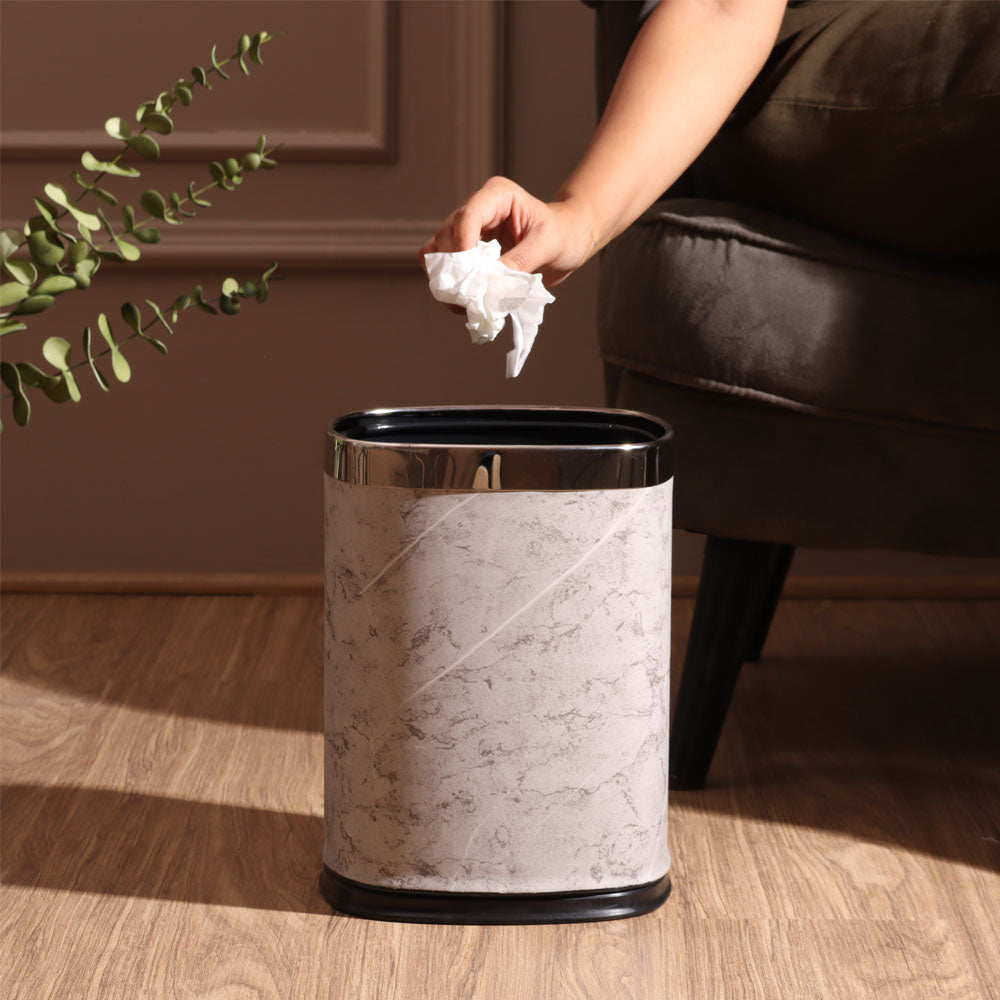 Textured Sqround Waste Bin - Grey & Silver