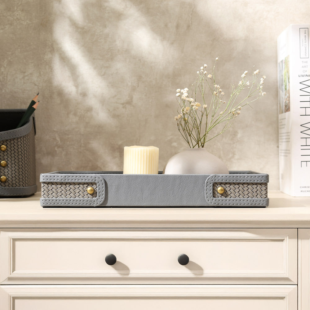 Leah Studded Valet Tray - Dark Grey