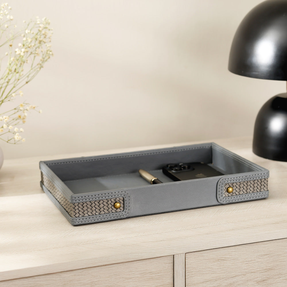 Leah Studded Valet Tray - Dark Grey