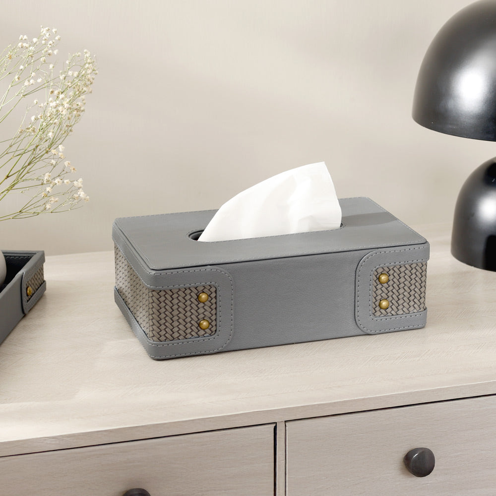 Leah Studded Tissue Box Holder - Dark Grey
