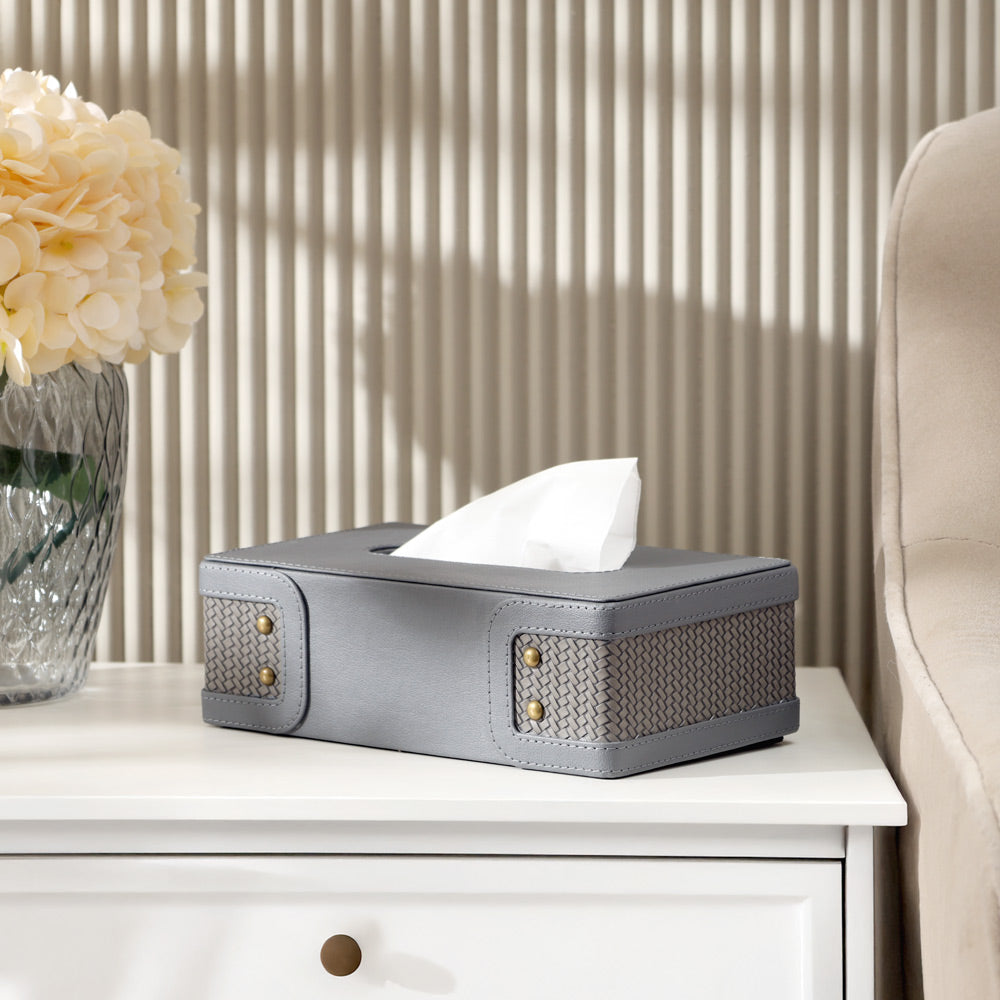 Leah Studded Tissue Box Holder - Dark Grey