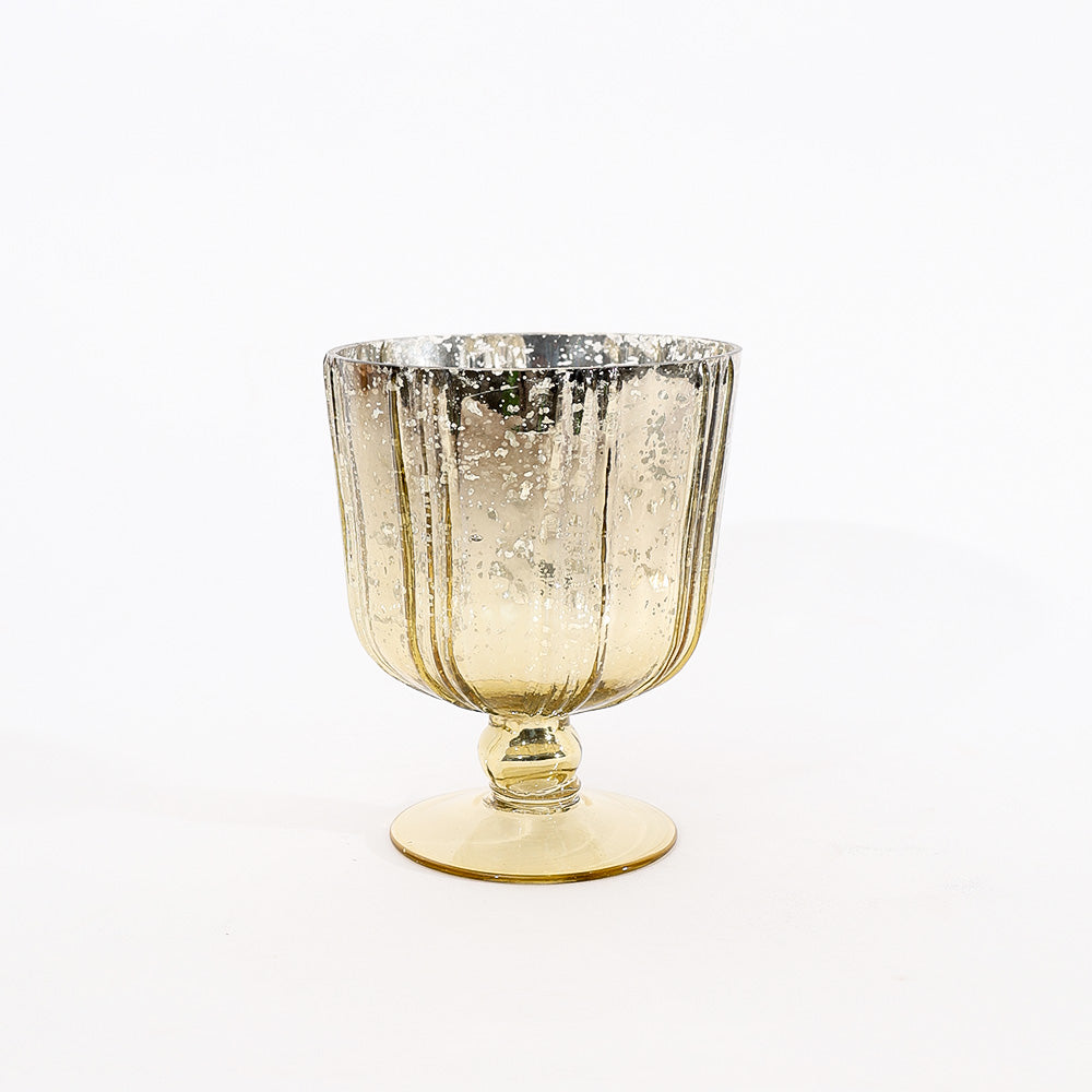 Sparkle Glass Lantern Hurricane Large - Tarnished Gold